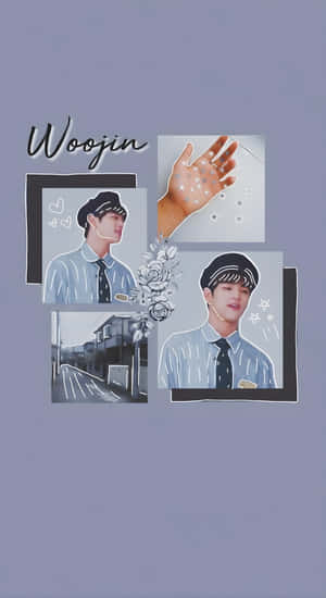 Kim Woojin Aesthetic Collage Wallpaper