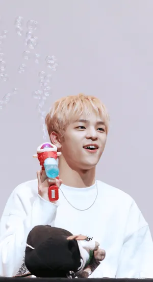 Kim Woojin Playful Moment Wallpaper