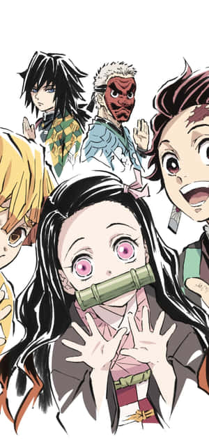 Kimetsu No Yaiba's Demon Slayer Group Unite To Slay Monsters Wallpaper