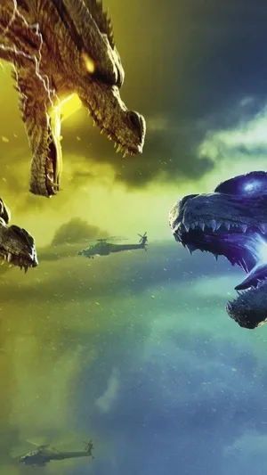 King Ghidorah - The Fearsome Three-headed Monster Unleashed Wallpaper