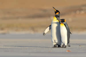 King Penguins Snowy Backdrop Wallpaper