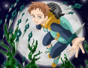 King, The Grizzly's Sin Of Sloth, Soaring In Action In The World Of Seven Deadly Sins Wallpaper