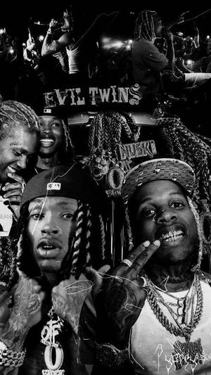 King Von And Lil Durk Greyscale Collage Wallpaper