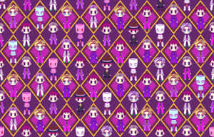 Kira Yoshikage Posing With His Stand Killer Queen In A Stylized Background Wallpaper