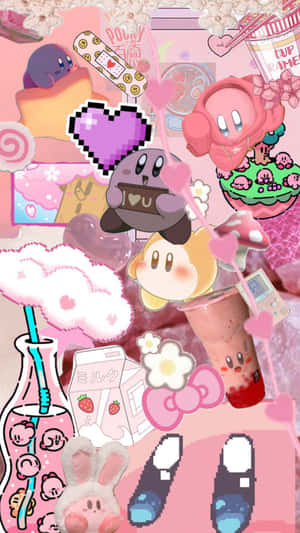 Kirby Collage Aesthetic Pink Pastel Wallpaper