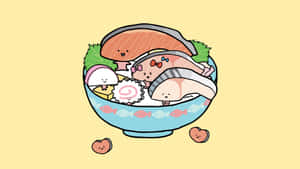 Kirimichan Cute Food Characters Wallpaper