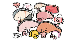 Kirimichan Cute Food Characters Wallpaper