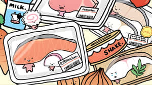 Kirimichan Cute Food Characters Wallpaper