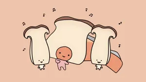 Kirimichan Dancing Mushrooms Wallpaper