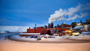 Kiruna Industrial Facility Winter Scene Wallpaper