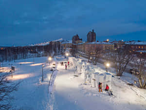 Kiruna Snow Festival Evening Wallpaper