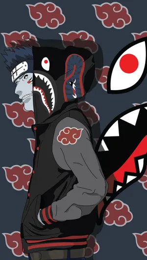 Kisame Hoshigaki With Bape Cartoon Hoodie Wallpaper