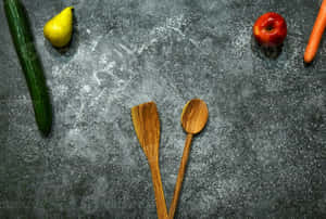 Kitchen Still Lifewith Wooden Spoons Wallpaper