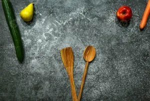 Kitchen Still Lifewith Wooden Spoons Wallpaper