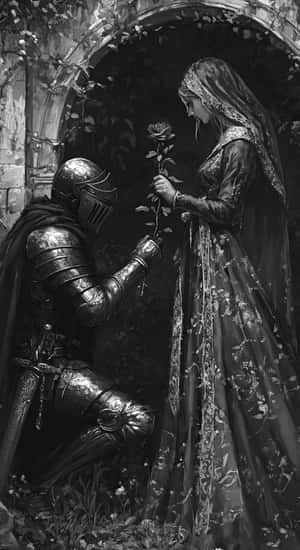 Knight Offering Rose Wallpaper