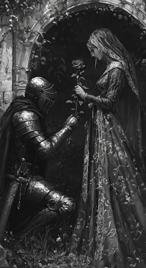 Knight Offering Rose Wallpaper