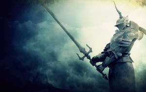 Knight Wearing Gear With Horn Wallpaper