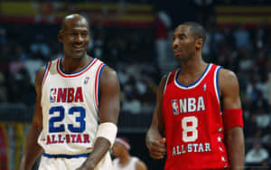 Kobe Bryant And Michael Jordan At The 2003 All-star Game Wallpaper