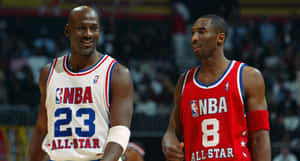 Kobe Bryant And Michael Jordan, Two Of The Greatest Basketball Players Of All-time Wallpaper