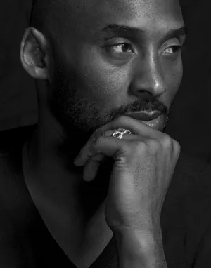 Kobe Bryant Contemplative Portrait B W Wallpaper