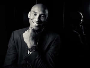 Kobe Bryant Smiling Black Suit B W Wallpaper