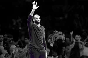 Kobe Bryant Waving Blackand White Wallpaper