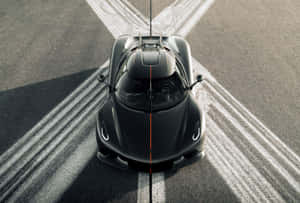 Koenigsegg Jesko Top View On Racetrack Wallpaper
