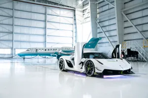 Koenigsegg Jesko White Airport Hangar Wallpaper