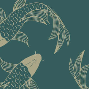 Koi Fish Illustration Aesthetic Wallpaper