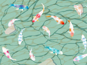 Koi Fish Pattern Aesthetic Wallpaper Wallpaper