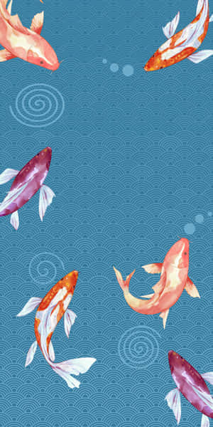 Koi Fish Pattern Aesthetic Wallpaper Wallpaper