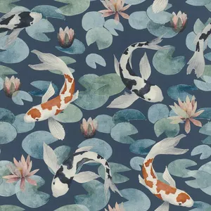 Koi Fishand Lotus Pattern Wallpaper