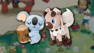 Komala And Rockruff Plush Toys Wallpaper