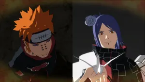 Konan Of The Akatsuki Debuting Her Unique Paper Jutsu Technique Wallpaper