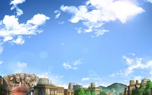 Konoha Village Bright Blue Sky Wallpaper