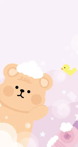 Korean Bear With Rubber Duck Wallpaper