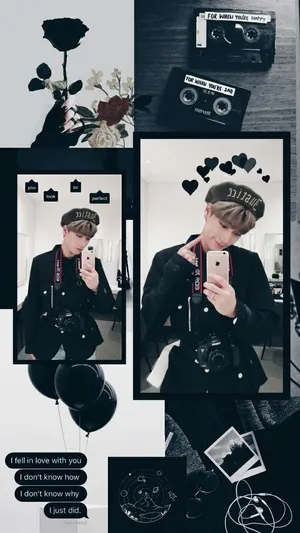 Korean Guy Black Collage Wallpaper