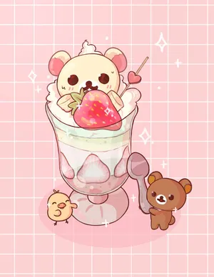 Korilakkumaand Friends Dessert Time Wallpaper