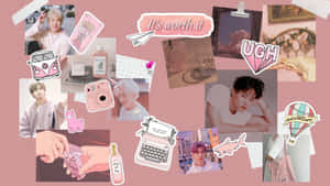 Kpop Aesthetic Collage Pink Tones Wallpaper