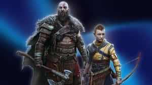 Kratos And Atreus, Achilles' Heel, On The Path To Victory In God Of War 5 Wallpaper