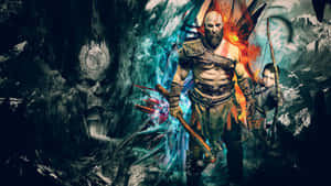 Kratos And Atreus Charging Into Battle In God Of War Wallpaper