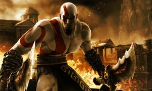 Kratos Fights Zeus In God Of War Iii Wallpaper