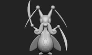 Kricketune Pokemon Gray 3d Model Wallpaper