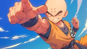 Krillin Power Punch Dragon Ball Art Wallpaper