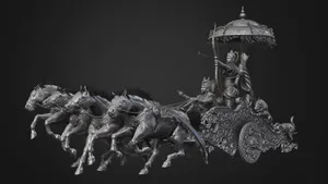 Krishna Arjun Kapi Dhwaja Chariot Sculpture Wallpaper