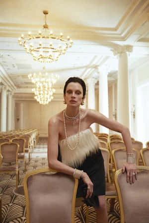 Kristen Mcmenamy Posing At High Fashion Photoshoot Wallpaper