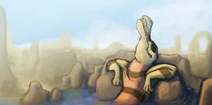 Krokorok Lounging On Rocky Terrain Wallpaper