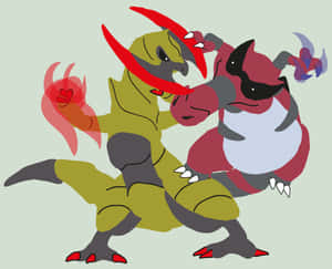 Krookodile Versus Haxorus Wallpaper