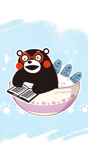 Kumamon In Fish Rice Bowl Wallpaper