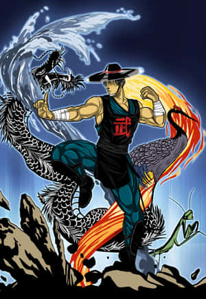 Kung Lao Displaying His Fierce Energy In Mortal Kombat Wallpaper